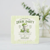 Invitation Modern Derby Party Watercolor Mint Julep Elegant (Debout devant)
