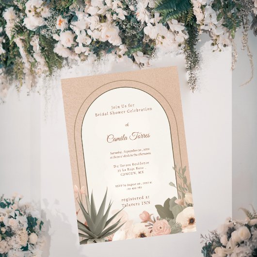 Invitation Modern Desert Flowers Botanical Bridal Shower