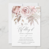 Invitation Modern Designer Dusty Rose Blush Details & Wedding (Devant)