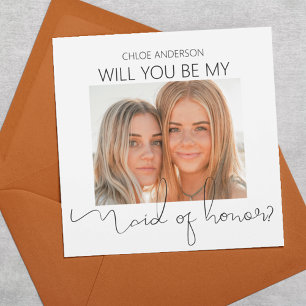 Invitation Modern Double Sided Photo Maid Of Honor Proposal