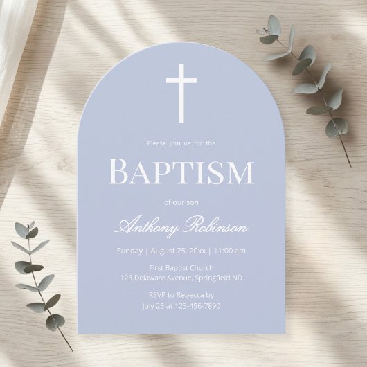 Invitation Modern Dusty Blue Arch Baptism