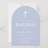 Invitation Modern Dusty Blue Arch Christening Baptism (Devant)