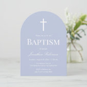 Invitation Modern Dusty Blue Arch Christening Baptism (Debout devant)