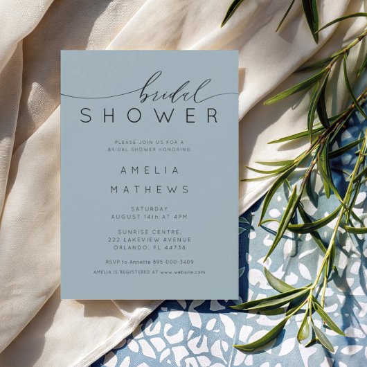 Invitation Modern Dusty Blue Bridal Shower