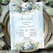Invitation Modern Dusty Blue Gold Glitter Rehearsal Dinner