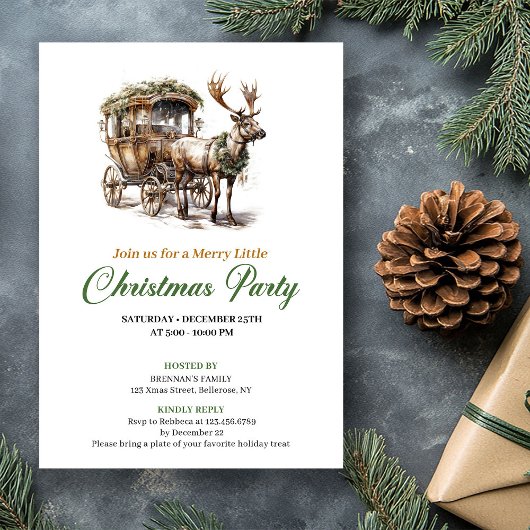 Invitation Modern Earthy Colors Christmas Deer Celebration