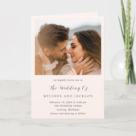 Invitation Modern Earthy Neutral Photo Wedding (Devant)