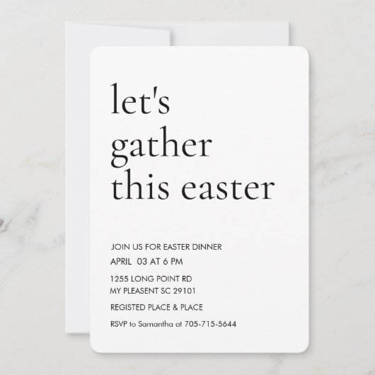 Invitation Modern Easter Dinner Let's Gather This Easter (Devant)