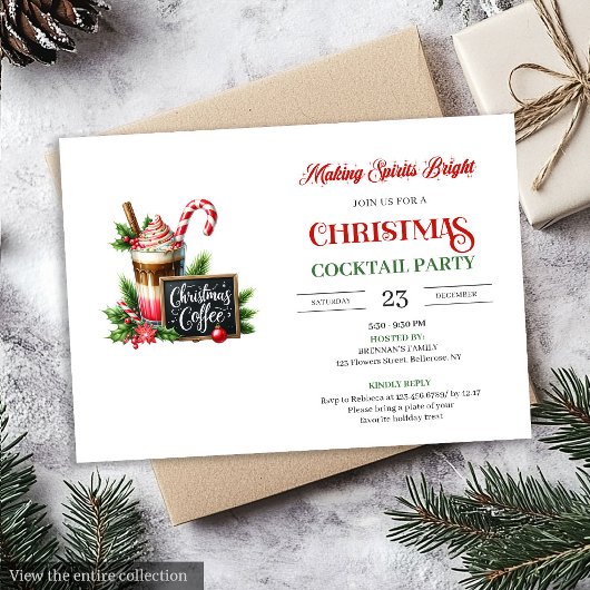 Invitation Modern editable Christmas cocktails party invite