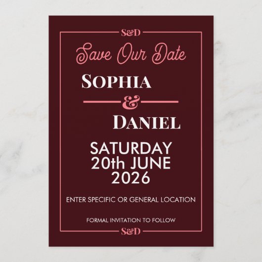 Invitation Modern Editable Wedding Save The Date Card (Devant)