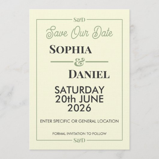 Invitation Modern Editable Wedding Save The Date Card (Devant)