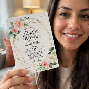 Invitation Modern Elegance Blush Pink Floral Bridal Shower