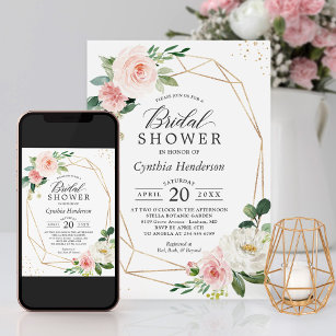 Invitation Modern Elegance Blush Pink Floral Bridal Shower