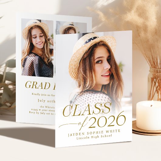 Invitation Modern Elegance Class of 2026 Photo Graduation