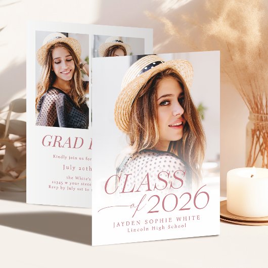 Invitation Modern Elegance Class of 2026 Photo Graduation