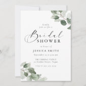 Invitation Modern Elegance Green Leaves Bridal Shower (Devant)