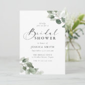 Invitation Modern Elegance Green Leaves Bridal Shower (Debout devant)