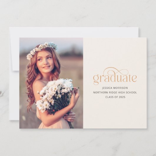 Invitation Modern Elegance One Photo 2025 Graduation Party (Devant)