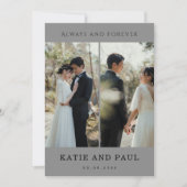 Invitation Modern Elegant 2 Photo Modern Grey Chic Wedding (Devant)