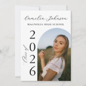 Invitation Modern Elegant Black Bow Arch Photo Graduation (Devant)