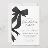 Invitation Modern Elegant Black Bow Arch Photo Graduation (Dos)