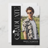 Invitation Modern Elegant Black & White 3 Photo Graduation (Devant)