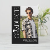Invitation Modern Elegant Black & White 3 Photo Graduation (Debout devant)