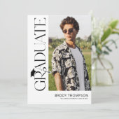 Invitation Modern Elegant Black & White 3 Photo Graduation (Debout devant)