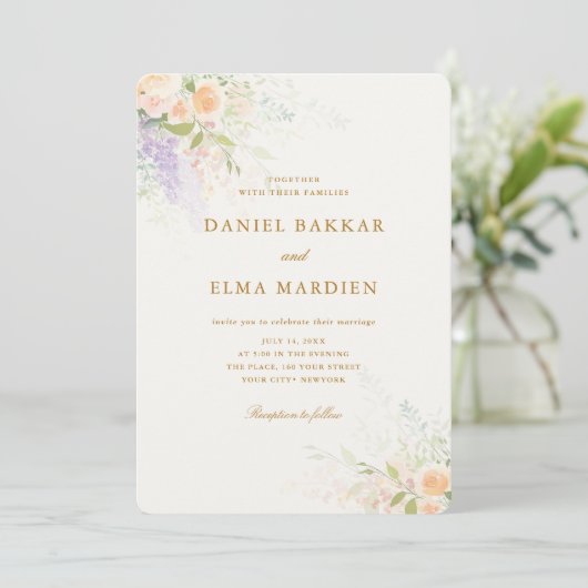 Invitation Modern Elegant Boho Wildflower Wedding (Debout devant)