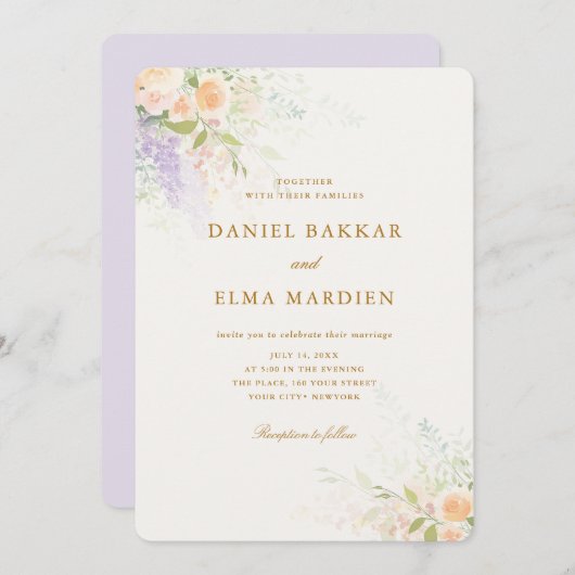Invitation Modern Elegant Boho Wildflower Wedding (Devant / Derrière)