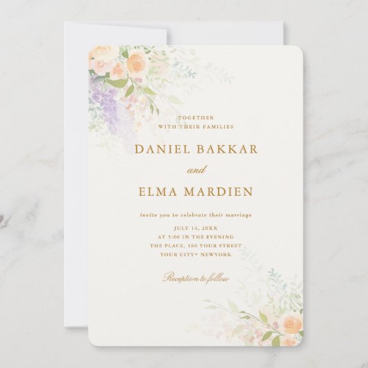 Invitation Modern Elegant Boho Wildflower Wedding (Devant)