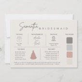 Invitation Modern Elegant Bridesmaid Photo Information Card (Dos)