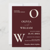 Invitation Modern Elegant Burgundy Wedding Photo (Devant)