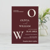 Invitation Modern Elegant Burgundy Wedding Photo (Debout devant)