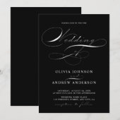 Invitation Modern Elegant Calligraphy Script Simple Wedding (Devant / Derrière)