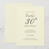 Invitation Modern Elegant Cream 30th Birthday Party (Devant / Derrière)