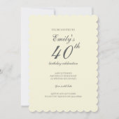 Invitation Modern Elegant Cream 40th Birthday Party (Devant)