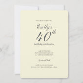 Invitation Modern Elegant Cream 40th Birthday Party (Devant)