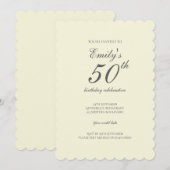 Invitation Modern Elegant Cream 50th Birthday Party (Devant / Derrière)