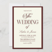 Invitation Modern Elegant Dark Burgundy Ivory Wedding (Devant)