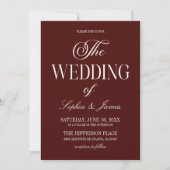 Invitation Modern Elegant Dark Burgundy Ivory Wedding (Devant)