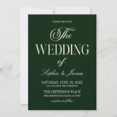 Invitation Modern Elegant Dark Deep Green Ivory Wedding (Devant)