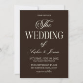 Invitation Modern Elegant Dark Expresso Brown Ivory Wedding (Devant)