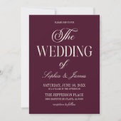 Invitation Modern Elegant Dark Wine Purple Ivory Wedding (Devant)