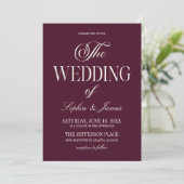 Invitation Modern Elegant Dark Wine Purple Ivory Wedding (Debout devant)