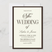 Invitation Modern Elegant Expresso Brown Ivory Wedding (Devant)
