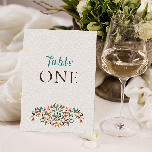 Invitation Modern Elegant Floral Wreath Wedding Table Number