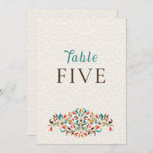 Invitation Modern Elegant Floral Wreath Wedding Table Number (Devant / Derrière)