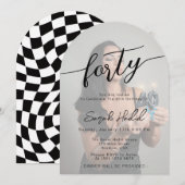Invitation Modern Elegant Forty 40th Birthday Party Photo (Devant / Derrière)