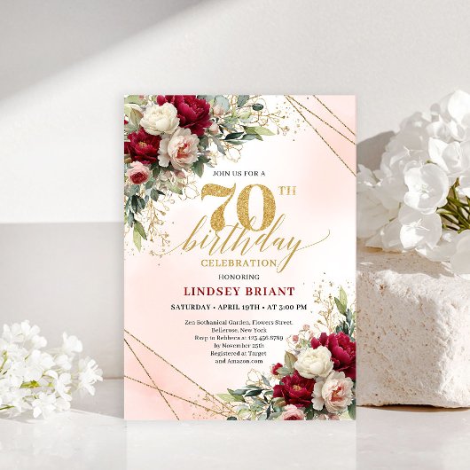 Invitation Modern Elegant Gold 70th Birthday Celebration 